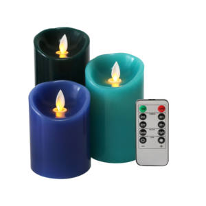 Batterie betriebene LED-Kerzen Blaugrüne flammen lose Kerzen mit tanzender beweglicher Flamme für Dekoration 5er-Set - Product Image 5