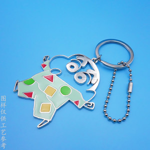 Japanese <b>Anime</b> Doll Metal <b>Keychain</b> Zinc Alloy Painted Cartoon Pendant Bright Nickel Hard Wearing Gift - Product Image 2