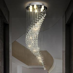 <strong>Vintage</strong> Staircase Big <strong>Ceiling</strong> Large Modern Hotel Luxury K9 Crystal Led Chain Long Spiral Pendant <strong>Light</strong> - Product Image 3