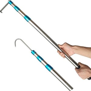 Crochet de chargement extensible en acier inoxydable pour bâche de camion avec double griffe et plaque droite - Product Image 1