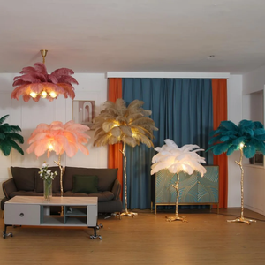 Lampes sur pied modernes en forme de palmier à plumes Funkyled, branches en cuivre de haute qualité, art romantique, lampes LED pour salon - Product Image 1