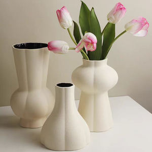 Jarrón Decorativo de Cerámica Estilo Nórdico para Sala de Estar, Arreglo Floral, Tulipán Artificial, Decoración Artística para Porche - Product Image 1