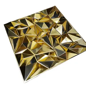 Waterproof Shining Gold Diamond Design PVC 3d Wall Panel For Interior