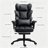 Fauteuil de bureau exécutif inclinable avec repose-pieds rétractable, appuie-tête réglable et coussin lombaire pour espace de travail commercial