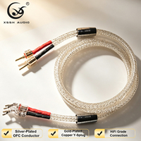 Câble de haut-parleur Hifi 8 conducteurs carrés en cuivre plaqué argent avec isolation en téflon, câble audio DIY, fiche banane en fibre de carbone rhodiée