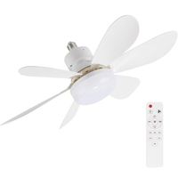 Ventilador de Techo LED de Diseño Moderno, Motor de Cobre Regulable, Control Remoto de 6 Velocidades, 5 Aspas, 52 Pulgadas, Iluminación Interior para Sala de Estar