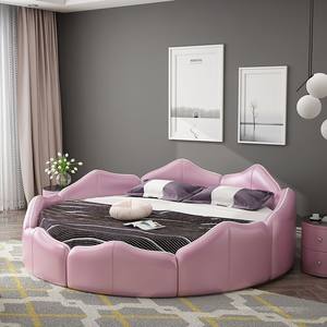 Cadre de <span class=keywords><strong>lit</strong></span> rond design créatif bon marché King Size <span class=keywords><strong>Lit</strong></span> rond en cuir souple moderne de luxe pour reine Mobilier de chambre Hôtel pour adultes - Product Image 4
