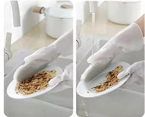 Gants de lavage de vaisselle magiques imperméables et antidérapants, brosse à vaisselle en silicone pour la maison - Product Image 3
