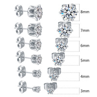 Boucles d'oreilles clous Gaby style populaire en acier inoxydable avec zircon cubique transparent pour piercing