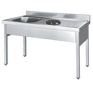 Euroast 253I8170 Évier en acier inoxydable avec cadre Anneau de décharge Bowl-1800x700x850mm simple avec robinet à deux trous - Product Image 1