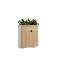Meuble de bureau contemporain avec armoire de rangement et bac à plantes