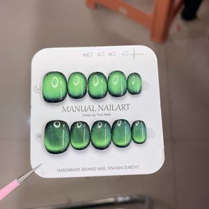 Uñas postizas de alta gama al por mayor, hechas a mano, con efecto ojo de gato, para aplicar con presión, uñas postizas hechas a mano. - Product Image 2