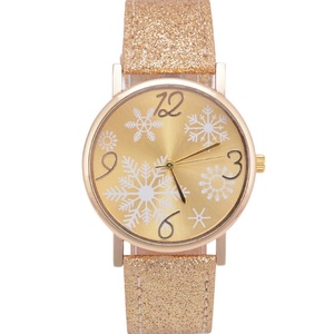 Montre pour femme à cadran flocon de neige, nouvelle collection, très tendance, bracelet en cuir couleur vive, mouvement à quartz, vente en gros - Product Image 6