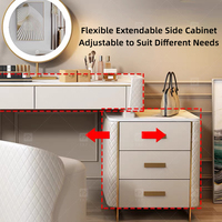 Coiffeuse blanche moderne avec miroir LED et tiroirs de rangement pour chambre à coucher