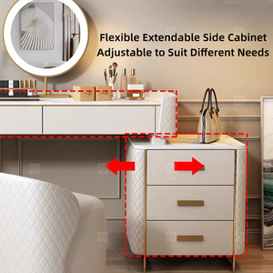 Tocador Moderno Blanco con Espejo LED, Set de Tocador con Luz LED y Cajones de Almacenamiento, <span class=keywords><strong>Mesa</strong></span> de Maquillaje para Dormitorio - Product Image 5