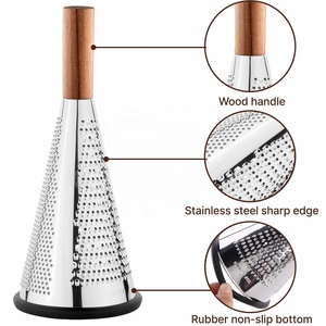 Rallador Profesional de Acero Inoxidable de 3 Lados para Frutas y Verduras, Rallador de Queso con Mango de Madera - Product Image 2