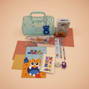 Panier-cadeau personnalisé comprenant une gomme, une règle, une trousse, un ensemble de papeterie mignon pour la rentrée scolaire, des <span class=keywords><strong>taille</strong></span>-crayons - Product Image 3