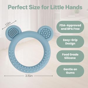 Jouets <span class=keywords><strong>de</strong></span> <span class=keywords><strong>dentition</strong></span> pour bébé, anneaux en <span class=keywords><strong>silicone</strong></span> souple sans BPA en forme d'ours, pour soulager les gencives douloureuses des bébés <span class=keywords><strong>de</strong></span> 3 à 12 mois - Product Image 2