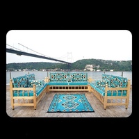 Ensemble de canapés traditionnels turcs Majlis, turquoise, style oriental arabe, banc en bois pour salon, décoration de jardin