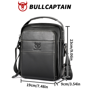 Sac à bandoulière/sac à main multifonctionnel en cuir véritable pour homme BULLCAPTAIN, grande capacité, style rock, sacs messagers - Product Image 6