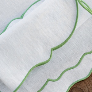 Scalloped Embroidered <b>Linen</b> <b>Cloth</b> Napkins for Hotel Pure <b>Linen</b> Placemat Natural Organic <b>Table</b> <b>Linen</b> Cotton <b>Cloth</b> Napkin - Product Image 5
