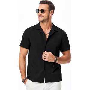 Camisa Casual de Manga Corta para Hombre FOXA, de Tela Seersucker, Transpirable, con Botones, para Playa, Verano, Bodas - Product Image 5