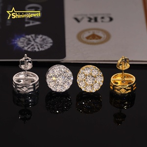 <span class=keywords><strong>Orecchini</strong></span> a Perno in Moissanite 10mm 11mm, Placcati in <span class=keywords><strong>Oro</strong></span> <span class=keywords><strong>Vero</strong></span>, Stile Hip Hop, Argento 925, Disponibili in Magazzino Locale Americano - Product Image 5