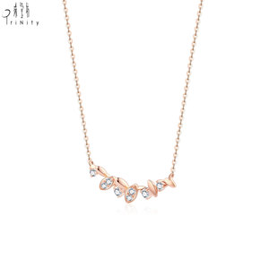 <b>Top</b> Quality Wholesale Manufacturer Trendy Design Stackable Necklace Jewelry 18K Solid <b>Rose</b> Gold Natural Diamond Pendant Necklace - Product Image 2
