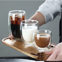 Fabricant de 250ml 350ml 450ml Cuisine Bureau Isolation Thermique Boisson Double Paroi Verre Tasses À Eau pour Café Thé Lait Soda