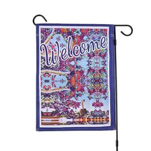 Custom Full Color Letterpress Printing Double Sided Spring Linen Burlap Portable Hanging Garden <b>Flags</b> for Yard Decoration - Product Image 5