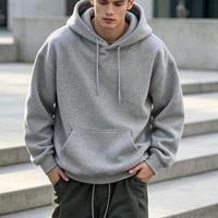 Hoodie pria oversized berbahan fleece tebal, polos, premium, custom logo grosir, terlaris