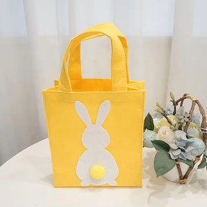 Bolsa de Compras Reutilizable con Asas de Tela No Tejida, Impresa con Logotipo Personalizado, Diseño de Conejo de Pascua y Cola de Peluche para Regalo - Product Image 2