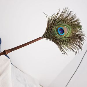 <span class=keywords><strong>Plumeau</strong></span> à manche en bambou naturel style rétro avec plumes de paon et d'autruche - Product Image 1
