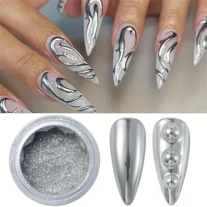 1/6 piezas de polvo mágico para uñas con efecto espejo, polvo holográfico metálico cromado, esmalte de uñas plateado y dorado, herramienta decorativa para arte de uñas, decoración DIY. - Product Image 2