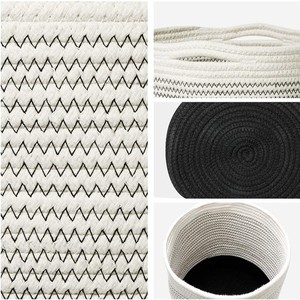 Cotton Rope Woven Storage Basket With Black Base For Plants And Home Organization - Product Image 4
