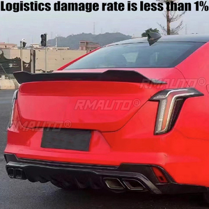 For Cadillac CT4 Spoiler 2020-2023 V Style ABS Plastic Material Gloss Black Spoiler Trunk Carbon Fiber Lip Cover <b>Splitter</b> Tuning - Product Image 2