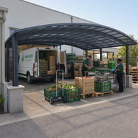 Abri de voiture en alliage d'aluminium sur mesure avec toit en polycarbonate, auvent commercial pour quai de chargement, pour entrepôt, stationnement de camions et abri de travail