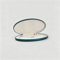Boîte à bijoux ovale en cuir PU rigide, design perle, écologique, biodégradable, protection UV, doublure en tissu floqué de luxe