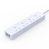 PUJIMAX 250V 16A Extension de commutateur de commande unique prise britannique multi-prises 4 prises BS parasurtenseur multiprise avec 3 USB