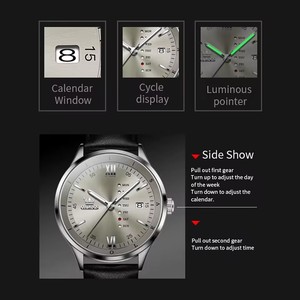 Watch Men's Watches Simple Quartz Dress Week Date Watches For Men Waterproof Luminous Leather Business Male <b>Clock</b> 2931 - Product Image 5