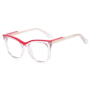 Design Tr90 Women Big Frame Optical Eyewear Anti Reflective Blue Light Glasses Eyeglasses Frames Transparent Cat Eyes Glasses