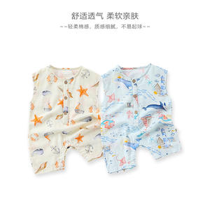 Ins abbigliamento Casual <span class=keywords><strong>neonato</strong></span> uomo e donna tutine estive in puro cotone senza maniche e gilet - Product Image 3