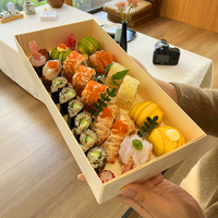 Boîte de traiteur de sushi en bois jetable à emporter pâtisserie dessert boulangerie tiramisu gâteau placage fromage conteneur alimentaire panneaux d'emballage