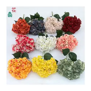 5 teste mettono un Bouquet di archi nuziali di ortensie bicolore decorati con fiori di seta e fiori artificiali per il matrimonio