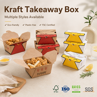 Boîte alimentaire en kraft avec revêtement anti-graisse pour plats à emporter en restaurant, prise en charge des commandes en gros