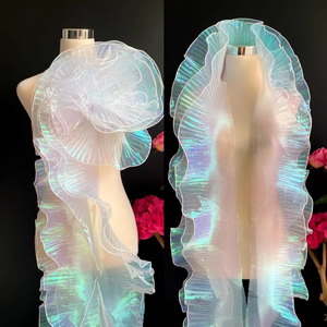 Erkoumi Mais Novo Plissado Chiffon Guarnição Halloween Organza Iridescente Jellyfish <span class=keywords><strong>Ribbon</strong></span> Lace Tecido Guarnição para Cosplay Chapéu Saia Traje - Product Image 5