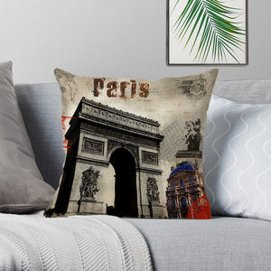 ใหม่สไตล์อังกฤษลอนดอนสิ่งทอหน้าแรกตกแต่งโซฟาผ้าฝ้ายวินเทจผ้าลินินสีชมพูหมอนสีแดง - Product Image 5