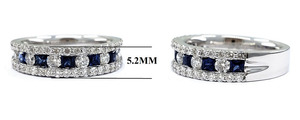 Bagues de mariage classiques modernes en or blanc 18 carats de haute qualité avec saphir bleu taille brillant rond pour femmes - Product Image 2