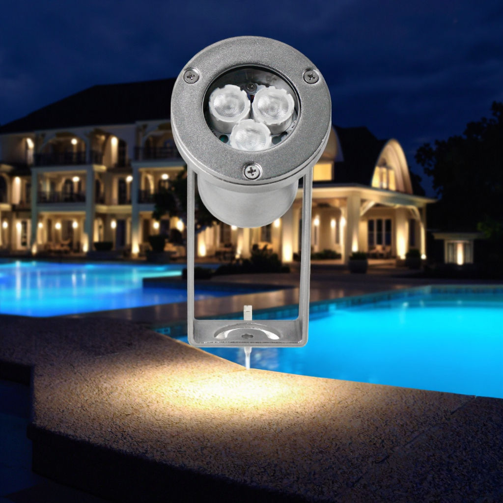 Marine Grade Stainless Steel 316L IP68 Waterproof Heat Resistant 9W 12V 24V LED Fountain Light Adjustable Submersible Pool Lamp