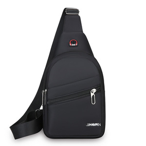 JINGPIN Sac de poitrine pour hommes en tissu Oxford, sac à bandoulière décontracté imperméable pour voyage d'affaires, couleur unie, grande capacité - Product Image 3